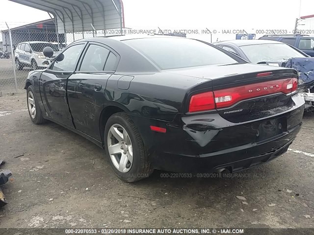 2C3CDXAT7EH203509 - 2014 DODGE CHARGER POLICE BLACK photo 3