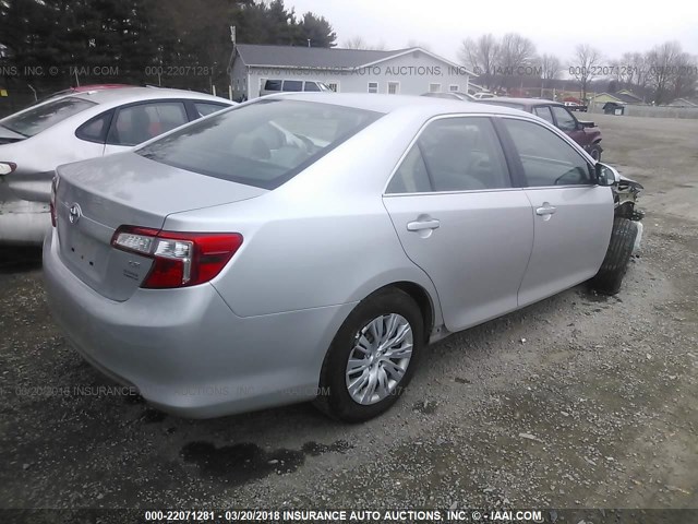 4T4BF1FK1ER390128 - 2014 TOYOTA CAMRY L/SE/LE/XLE SILVER photo 4