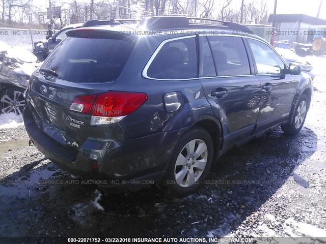 4S4BRBFC2B3426524 - 2011 SUBARU OUTBACK 2.5I PREMIUM GRAY photo 4