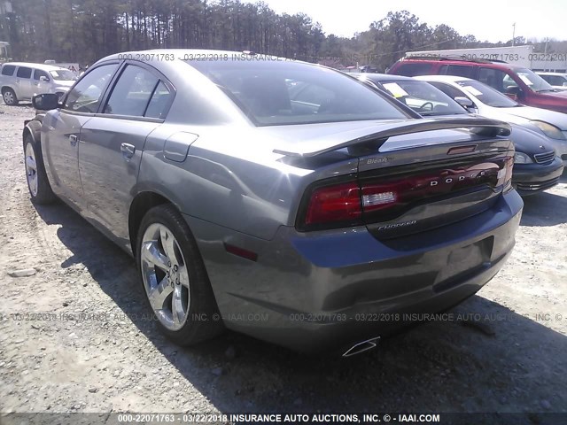 2C3CDXHG6CH126413 - 2012 DODGE CHARGER SXT GRAY photo 3