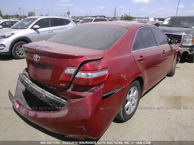 4T1BE46K18U253130 - 2008 TOYOTA CAMRY CE/LE/XLE/SE RED photo 4