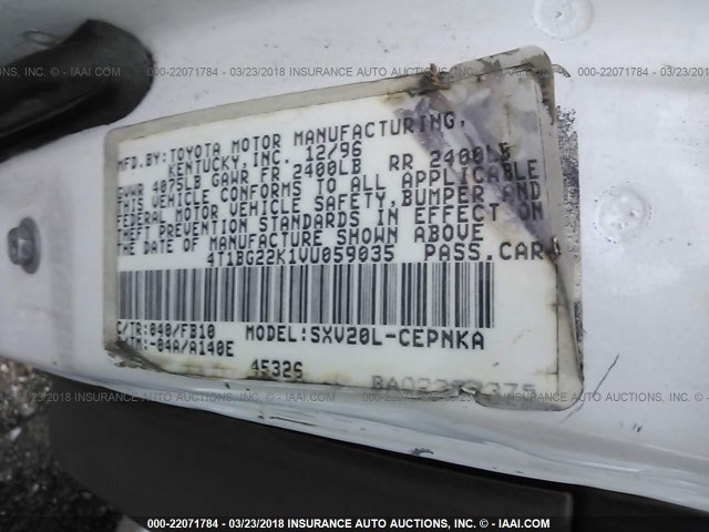 4T1BG22K1VU059035 - 1997 TOYOTA CAMRY CE/LE/XLE 白色 照片 9