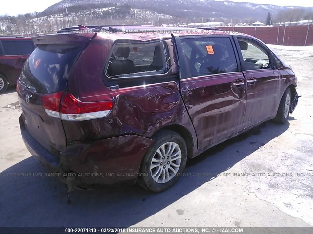 5TDYK3DC5BS028881 - 2011 TOYOTA SIENNA XLE/LIMITED MAROON photo 4