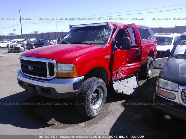 1FTNX21S31EA38288 - 2001 FORD F250 SUPER DUTY RED photo 2