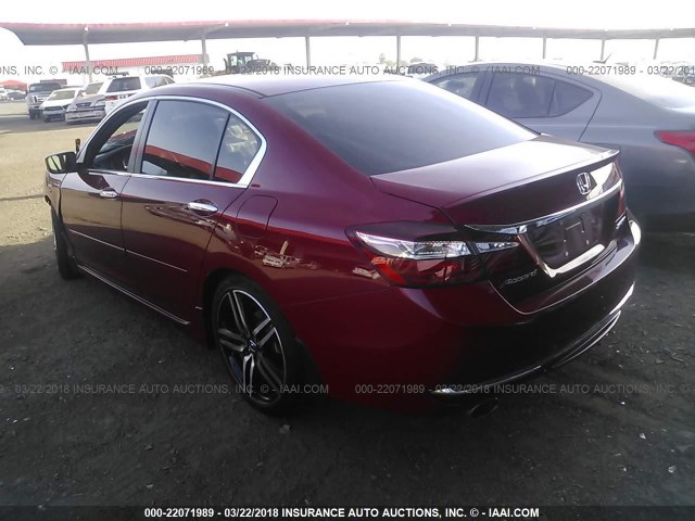 1HGCR2F53GA137070 - 2016 HONDA ACCORD SPORT RED photo 3