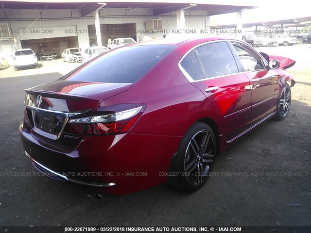1HGCR2F53GA137070 - 2016 HONDA ACCORD SPORT 红色 照片 4