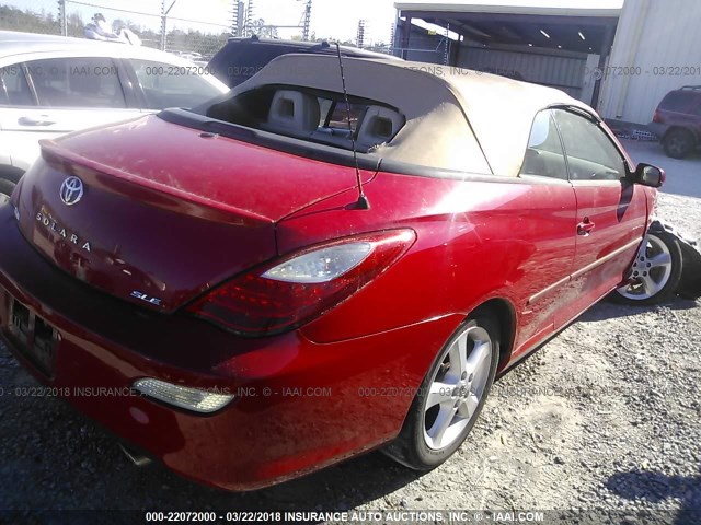4T1FA38P77U124338 - 2007 TOYOTA CAMRY SOLARA SE/SLE წითელი ფოტო 4