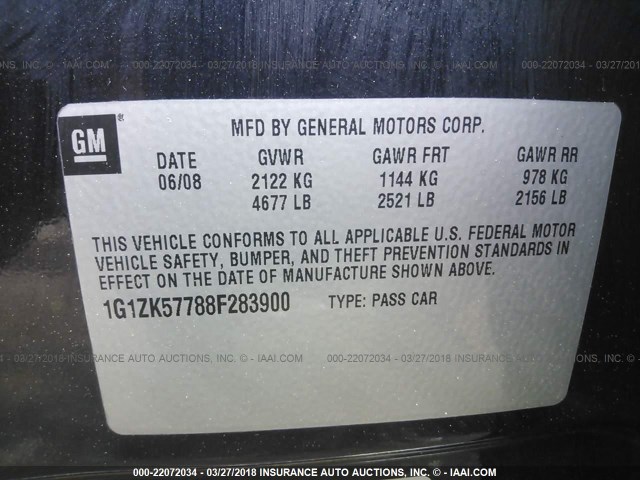 1G1ZK57788F283900 - 2008 CHEVROLET MALIBU LTZ 棕色 照片 9