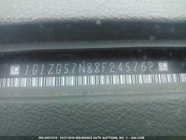 1G1ZG57N88F245762 - 2008 CHEVROLET MALIBU LS 黑色 照片 9