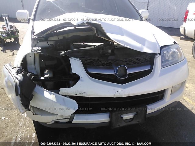 2HNYD18976H501210 - 2006 ACURA MDX TOURING WHITE photo 6