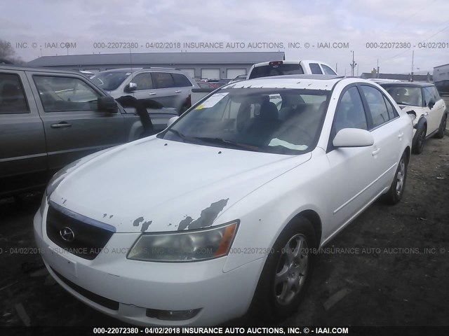 5NPEU46F96H143053 - 2006 HYUNDAI SONATA GLS/LX WHITE photo 2