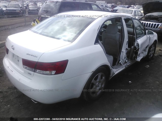 5NPEU46F96H143053 - 2006 HYUNDAI SONATA GLS/LX WHITE photo 4