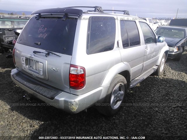 JNRDR09Y42W250356 - 2002 INFINITI QX4 SILVER photo 4