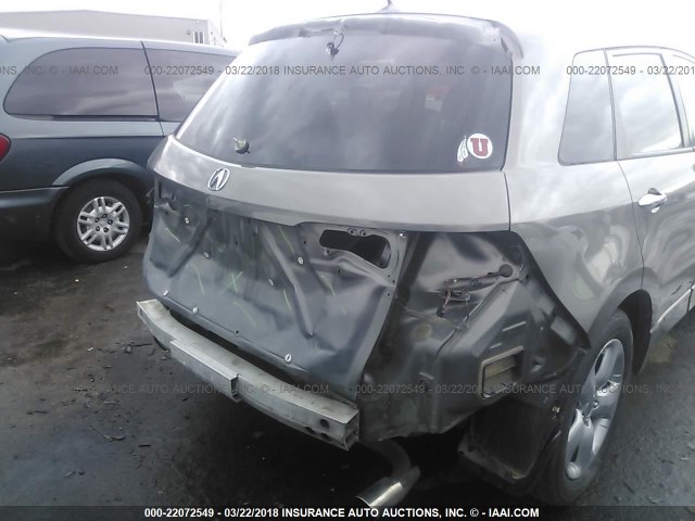 5J8TB18298A015381 - 2008 ACURA RDX GRAY photo 6