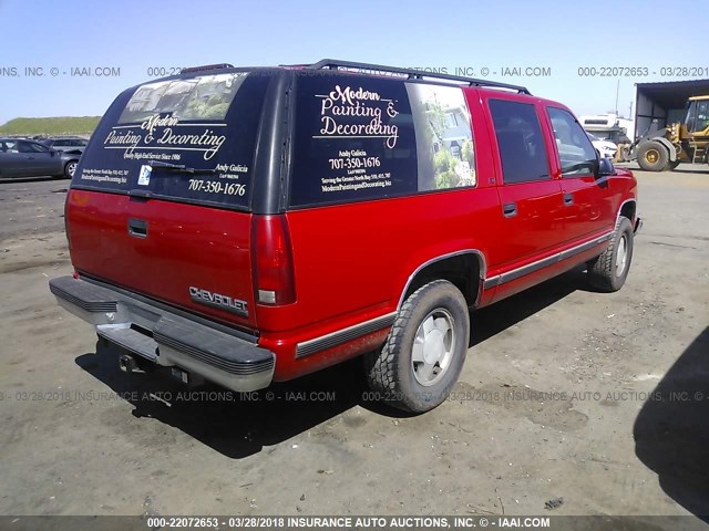 3GNFK16RXTG168476 - 1996 CHEVROLET SUBURBAN K1500 RED photo 4