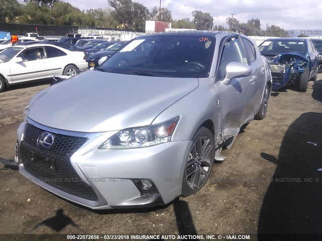 JTHKD5BH3F2233511 - 2015 LEXUS CT 200 SILVER photo 2