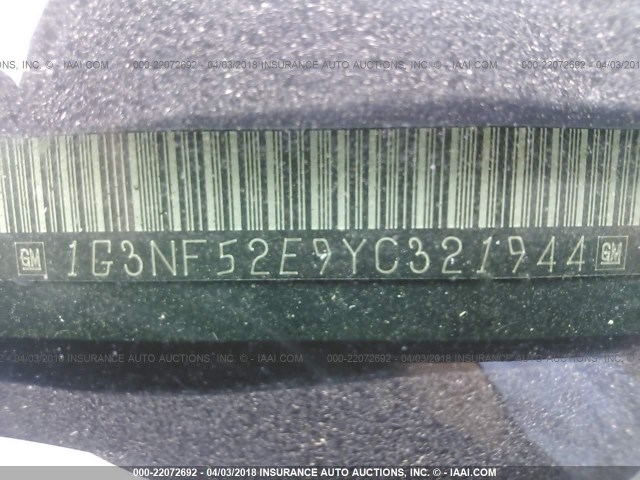 1G3NF52E9YC321944 - 2000 OLDSMOBILE ALERO GLS 黑色 照片 9