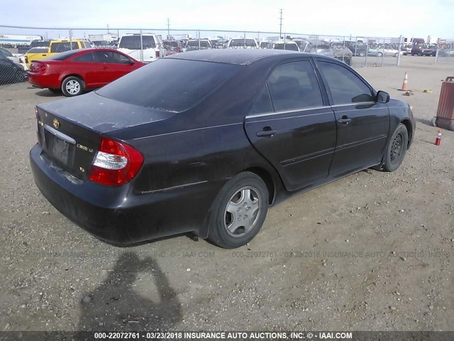 4T1BF32K42U503884 - 2002 TOYOTA CAMRY LE/XLE/SE BLACK photo 4