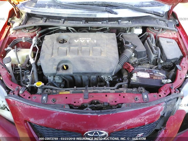 1NXBU4EE5AZ337049 - 2010 TOYOTA COROLLA S/LE/XLE RED photo 10