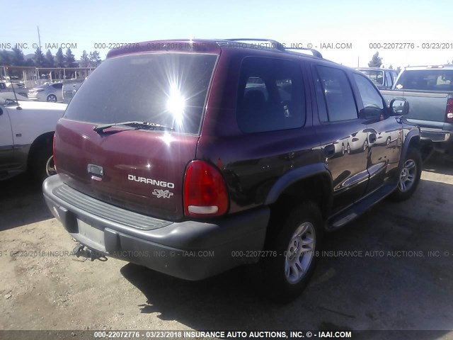 1D4HS38N63F561855 - 2003 DODGE DURANGO SPORT MAROON photo 4