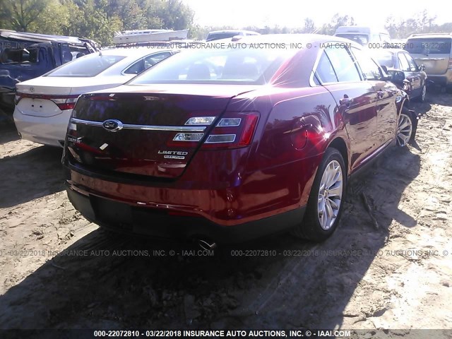 1FAHP2F87GG110848 - 2016 FORD TAURUS LIMITED RED photo 4