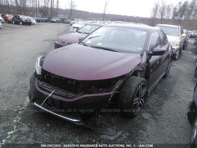 1HGCR2F54GA158168 - 2016 HONDA ACCORD SPORT BURGUNDY photo 2