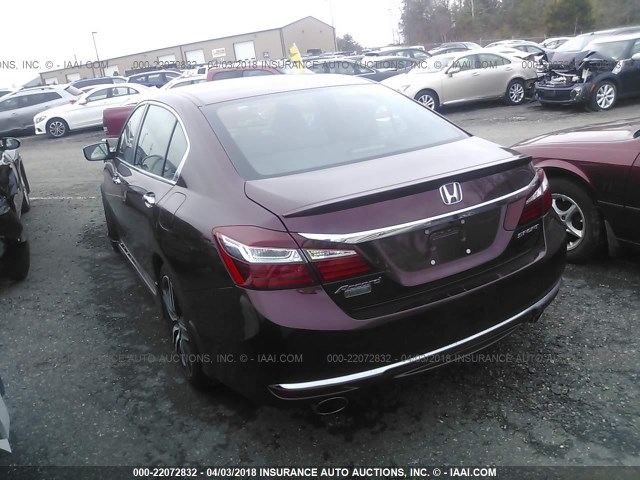 1HGCR2F54GA158168 - 2016 HONDA ACCORD SPORT BURGUNDY photo 3