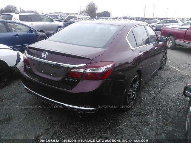 1HGCR2F54GA158168 - 2016 HONDA ACCORD SPORT 勃艮第红 照片 4