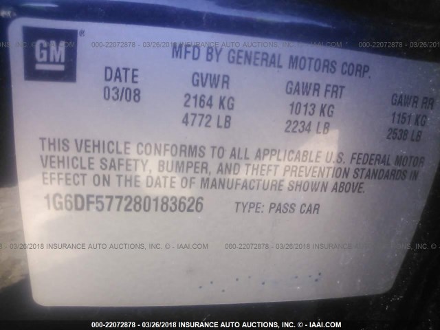 1G6DF577280183626 - 2008 CADILLAC CTS BLACK photo 9