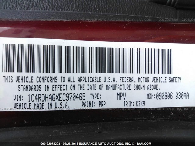 1C4RDHAGXEC970465 - 2014 DODGE DURANGO SXT RED photo 9