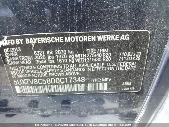 5UXZV8C58D0C17348 - 2013 BMW X5 XDRIVE50I Azul foto 9