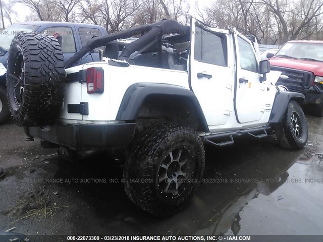 1C4BJWDG5EL228159 - 2014 JEEP WRANGLER UNLIMITE SPORT WHITE photo 4