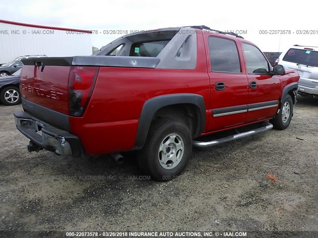 3GNEC12TX4G323930 - 2004 CHEVROLET AVALANCHE C1500 RED photo 4