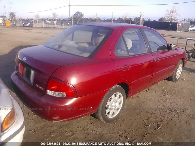 3N1CB51D6YL302495 - 2000 NISSAN SENTRA XE/GXE BURGUNDY photo 4