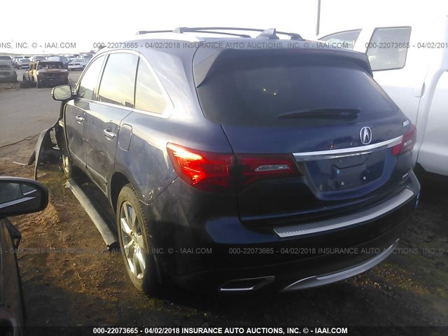 5FRYD4H86FB025969 - 2015 ACURA MDX ADVANCE BLUE photo 3