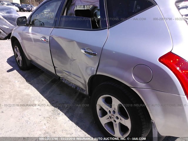 JN8AZ08T74W200356 - 2004 NISSAN MURANO SL/SE SILVER photo 6