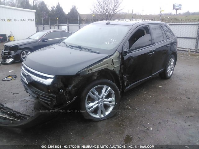 2FMDK3JC7DBB01395 - 2013 FORD EDGE SEL BLACK photo 2