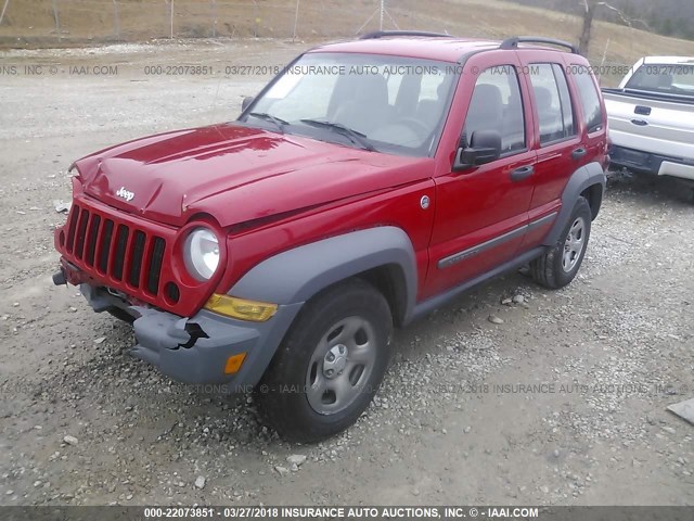 1J4GL48K95W615972 - 2005 JEEP LIBERTY SPORT RED photo 2