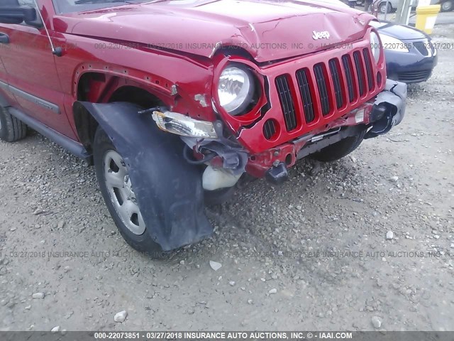 1J4GL48K95W615972 - 2005 JEEP LIBERTY SPORT RED photo 6