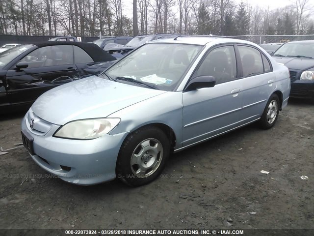 JHMES96625S006554 - 2005 HONDA CIVIC HYBRID Light Blue photo 2