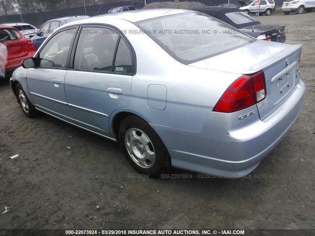 JHMES96625S006554 - 2005 HONDA CIVIC HYBRID Light Blue photo 3