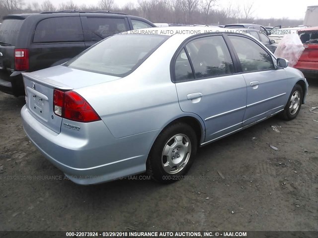 JHMES96625S006554 - 2005 HONDA CIVIC HYBRID Light Blue photo 4