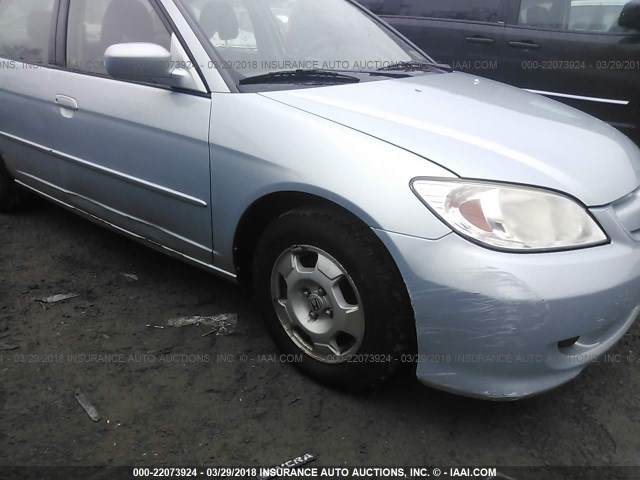 JHMES96625S006554 - 2005 HONDA CIVIC HYBRID Light Blue photo 6