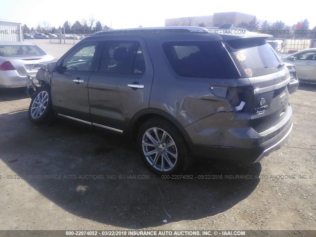 1FM5K7F85HGC69146 - 2017 FORD EXPLORER LIMITED GRAY photo 3