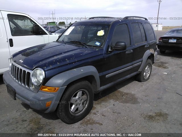 1J4GK48K06W112805 - 2006 JEEP LIBERTY SPORT BLUE photo 2