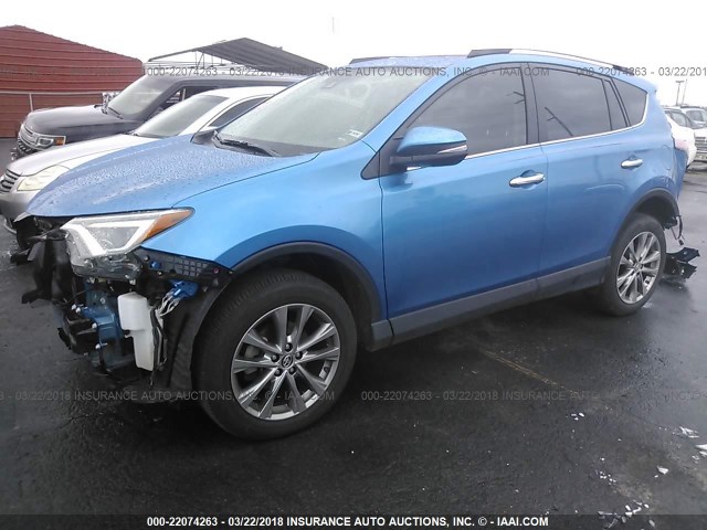 JTMYFREV0GJ072265 - 2016 TOYOTA RAV4 LIMITED BLUE photo 2