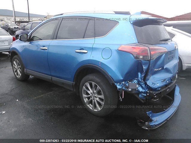 JTMYFREV0GJ072265 - 2016 TOYOTA RAV4 LIMITED BLUE photo 3