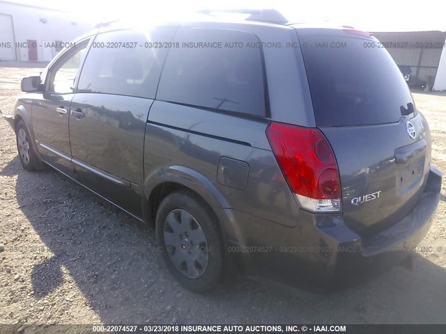 5N1BV28U56N104259 - 2006 NISSAN QUEST S/SE/SL GRAY photo 3