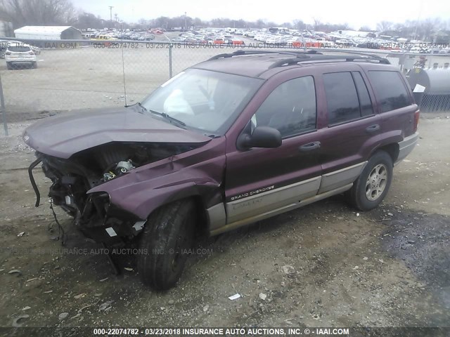 1J4G248N8YC424353 - 2000 JEEP GRAND CHEROKEE LAREDO BURGUNDY photo 2