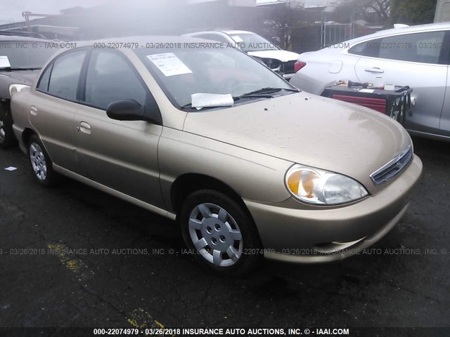 KNADC123026200413 - 2002 KIA RIO GOLD photo 1